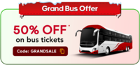 Grand Bus Offer 50% off on bus tickets. Code: GRANDSALE
