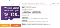 WD Purple 128GB Memory card for dashcams, CCTVs @ 1249