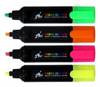 BAMBALIO Bright Fluorescent 4 Assorted Colours Hilighter Chisel Tip Quick Drying & Smudge Proof Non-Toxic Ink School, Home & Office - Pack of 8 Pcs (4 colours x 2)