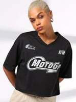 Teamspirit Women Typographic Print Oversized Top