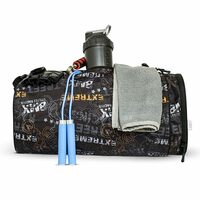 HOMFIL Brand - LAXIS Gym Bag for Men Women, Water Repellent Polyester Material Duffel Bag with Shoe Pocket, Durable Double Stitching & Support, Adjustable Strap, Zipper Closure (Black Orange Extreme)