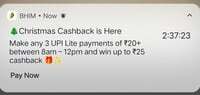 BHIM - UPI : [LIVE TILL 12 PM]Make any 3 UPI Lite payments of ₹20+ and win up to Rs 25 cashback

