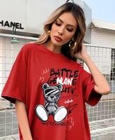 Leotude Women Oversized Cotton-Blend Half Sleeve T-Shirt