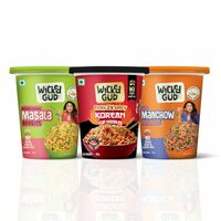 WickedGud Cup Noodles Variety Pack of 3 | Fiery Korean | Masala | Manchow | High Fiber | Source of Protein | Whole Wheat | No Maida | No Palm Oil | 67g | 69g | 70g