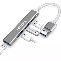 Sounce 4-Port USB 3.0 Hub for PC – High-Speed Aluminum USB Hub Compatible with PC, MacBook, Mac Pro, Mac mini, iMac, Surface Pro, and XPS. 4-Port High Speed USB Hub with Aluminium Shell 