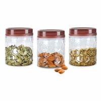 MILTON Hexa Plastic Pet Storage Jar, Set of 3, 270 ml Each, Brown | Air Tight Container | Kitchen Organiser | BPA Free