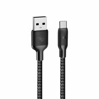 itel Nylon Braided Type C Cable with 2.1A Output, Charging, Syncing, and 1 Meter Length (Black)