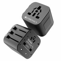 Zebronics 2500W All-in-One Universal Travel Adapter, Upto 10A, 9-Hole Socket, Swappable Pins for EU|KR|UK|US|JP|AUS|CN, Fuse Protection, For Mobile, Tablets, Laptops, & Grooming Devices (Travmate 150)