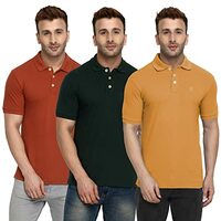 CHKOKKO Men's Cotton Regular Fit Polo T-Shirt Combo Pack of 3
