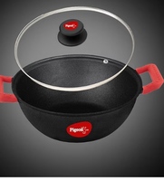 Pigeon Cast Iron Kadai (20 cm) with Glass Lid