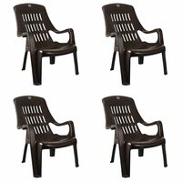 Cello Comfort Sit Set of 4 Chairs (Ice Brown) | Strong and Durable | Easy to Clean | Chair for Living Room, Bed Room, Kitchen, Office Room, Outdoor | 3 Years Warranty