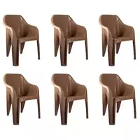 Cello Dynamo Chair Set Pack of 6 - Red | Strong and Durable | Easy to Clean | Chair for Living Room, Bed Room, Kitchen, Office Room, Outdoor | 3 Years Warranty