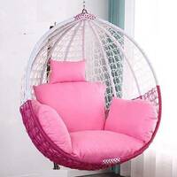 SPYDER HOME DECORE Single Seater Swing Chair Without Stand For Adult Ceiling Hang Iron Hammock  (Pink, White, DIY(Do-It-Yourself))