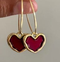 Crimson Heart Hoop Earrings