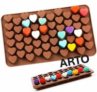 ARTO Mini Heart-Shaped Silicone Mould, Brown, Easy Release Design, 55 Cavity Chocolate and Candy Making Mould