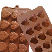 ARTO Heart Kiss-Shaped Silicone Chocolate Mould, 15 Cavities, Brown