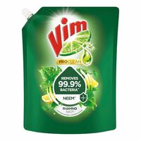 Vim ProClean Dishwash Liquid Gel with Neem powered by RhamnoTech™, Removes 99.9%* Bacteria, Removes Tough Grease and Odours, 1700ml