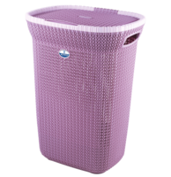 JOYO Knit Laundry Basket Big - 54 Ltrs | Plastic Cloth Storage Basket with Lid(location specific)