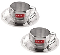 Hazel Stainless Steel Cup & Saucer Set (2 Cups & 2 Saucers)