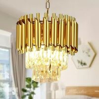 Desidiya 300mm Golden Modern Crystal Pendant Light Golden Round Ceiling Light Fixture 