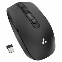 Ambrane Wireless Mouse with 2.4GHz, USB Nano Dongle, Silent Click, Optical Orientation Click Wheel, 4 Buttons, 1600 Adjustable DPI, Both Hand Use, Compatible with PC, Mac, Laptop (Sliq 3, Black)