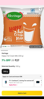Flipkart Minutes: Heritage Full Cream Milk @54 per ltr {Price Error}(location Specific)