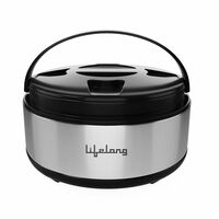 Lifelong 2.7 Litre Stainless Steel Insulated Casserole with Plastic Cover & Bottom Keeps Food Hot/Cold for Long Hours | for Roti, Curry, Vegetables (Silver, LLSSCAS3000A)