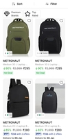 METRONAUT bags starting from Rs. 280