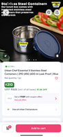Urban Chef Essentials - Set of 3 Stainless Steel containers - Zepto - LocSpec -rating alert 3.6 star on Flipkart 