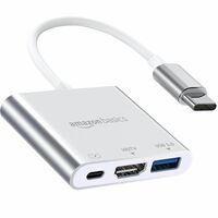Amazon Basics 3-in-1 USB Type C to HDMI Adapter 4K@30Hz, 100W PD Fast Charging Port, USB A 3.0 @5Gbps Speed, MultiPort HUB for MacBook Pro Air, Windows, Laptop, Tablet, Smartphone & All Type C Devices