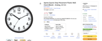 Ajanta Quartz Step Movement Plastic Wall Clock (Black) - Analog, 22 Cm