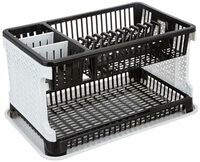 Amazon Brand - Solimo Plastic Dish Drainer, (Black, 51 cm * 33 cm * 27.2 cm)