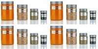 Black Olive Kitchen Storage Jar - 1200ml, 650ml, 350ml & 250ml Transparent Plastic Containers with Lid & Spoon, Star Line Food Storage Dabba Boxes for Pulses, Snacks, Spices (Silver, 16pc)