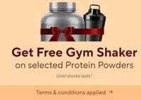 Zepto : Free gym shaker on selected protein powders