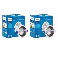 Philips 18 Watt Black Reflector LED Ceiling COB Round Spot Light with Focused Beam Warm White, Pack of 2 (Deco Bright)