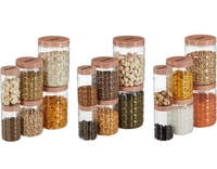 Solimo Checkered Jar Container Set - 18 Pieces (250ml, 500ml, 1000ml) | Air Tight | Kitchen Organiser | BPA Free | Stackable, Plastic, Choco/Brown 