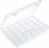 Rectangle Portable Transparent Plastic Detachable Storage 36 Grid with Adjustable Dividers Detachable Box Organizer Case for Jewellery Cosmetic Make up Organisers Sewing Button Earrings Holder