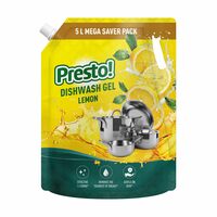 Amazon Brand - Presto! Dishwash Gel | Lemon | 5 L Refill Value Pack 