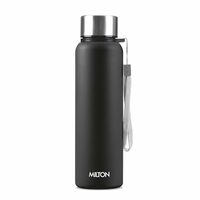 MILTON Brim 1000 Stainless Steel Water Bottle 875 ml, Single Walled, ISI Certified I Leak Proof Lid, Rust Proof I For School, Office, Gym I Black