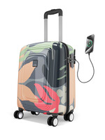 Safari Aurum Printed USB Charging Port Hard Cabin Suitcase (74L)