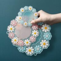 Flower Design Silicone Coasters for Dining Table and Countertop, for Hot Pots, Non-Slip, Heat Resistant Trivet Mats, Dining Table Pads for Pots, Bowls, Dishes & Drinks, Multi-Use (Set of 3)
