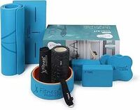 Fitness Mantra® 7 Props Yoga Kit| 1N TPE Yoga Mat, 1N Yoga Wheel, 1N Massage Roller, 1N Knee Pad, 1N Yoga Belt| 2N Yoga Bricks, 2N Elbow Pad