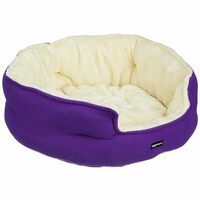 amazon basics Microfiber Fleece Pet Bed | Indoor Bed for Cats & Dogs | Small | Extra Soft & Durable | Purple | 58 x 57 x 24 cm