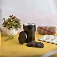 Zepto : Sugar Homeware Bubble Stainless Steel Double Wall Travel Coffee Mug Tumbler | 400 ml | Black