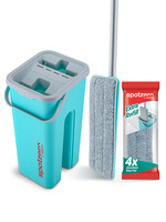 SPOTZERO By MILTON Green Squeeze Flexible Head Mop With Bucket & 2 Reusable Pads 2.8L 