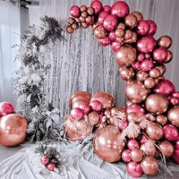 Just Party 25Pcs Rose Gold & 25Pcs Red Metallic Chrome Balloons with Shiny Surface For Birthdays/Anniversary/Engagement/Baby Shower/bachelorette Party Decorations (Pack of 50)