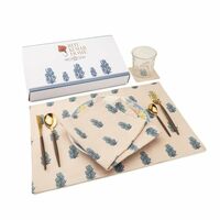 Spaces Home Table Linen Set of 12 Jalmahal Design | Napkins, Placemats, Coasters | 100% Cotton | Premium Gifting Set by Welspun, Peach