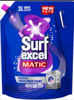 Surf Excel Matic Front Load Liquid Detergent 3 L Refill, Designed for Tough Stain Removal on Laundry in Washing Machines - Mega Pack