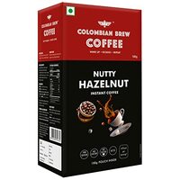 COLOMBIAN BREW COFFEE Hazelnut Instant Coffee Powder, No Sugar Vegan, 100 G Box