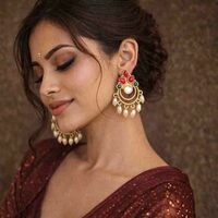 Gold-Plated Meenakari Earrings with Pearl Drops  @299